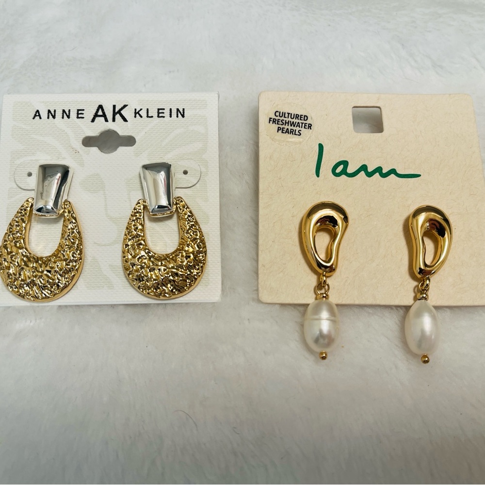 Anne Klein Gold & Silver & I Am Gold & Cultured Freshwater Pearls Earrings Set